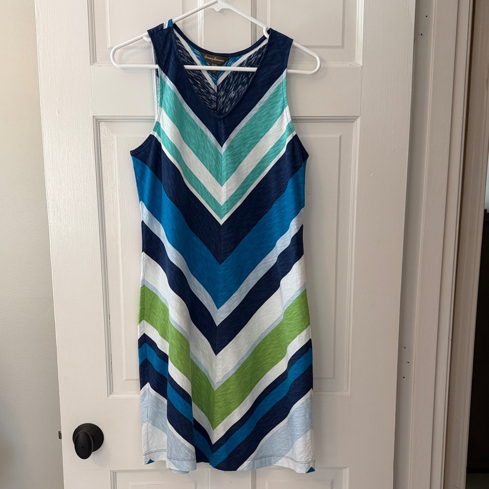 Tommy Bahama Sleeveless Chevron Midi Dress - Navy, Teal, Blue & Green